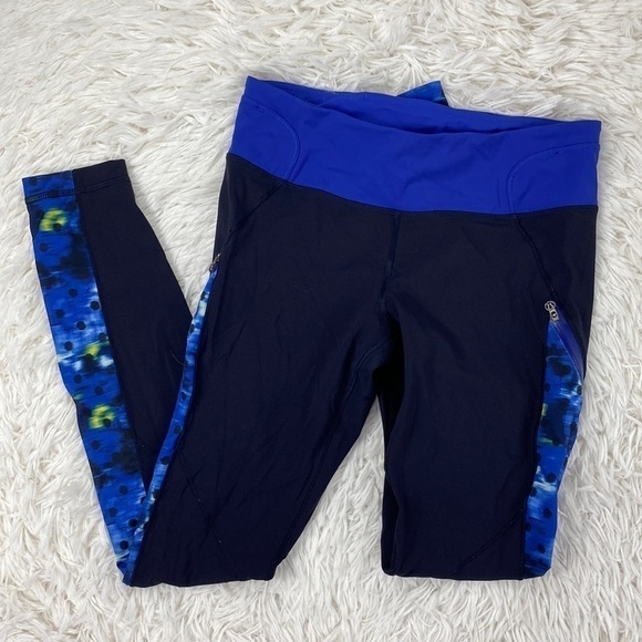 lululemon athletica Pants - Lululemon Rain-On Train-On Tight Naval Blue / Windy Blooms Saphire Blue Multi